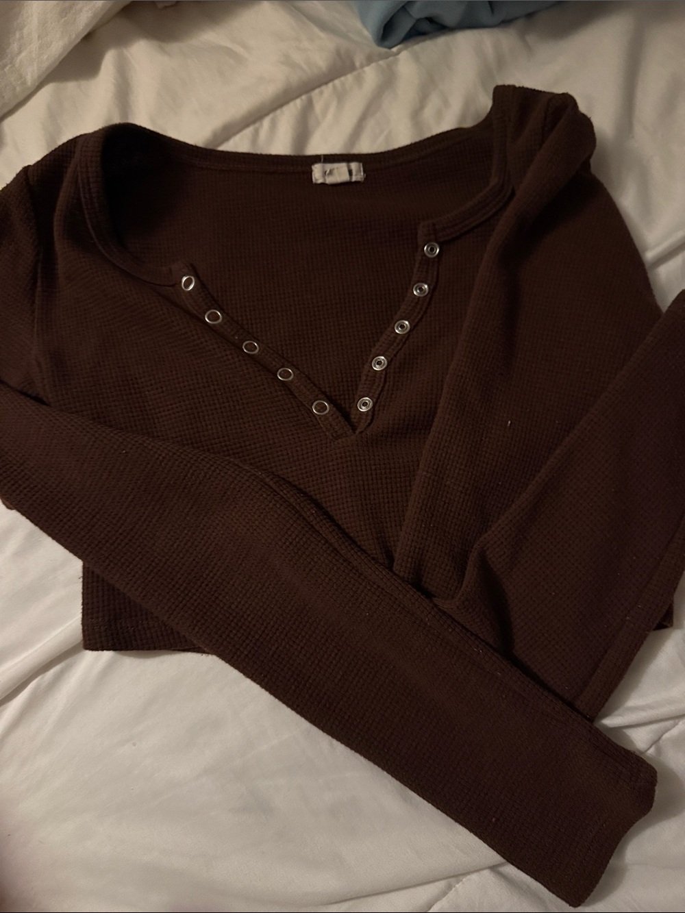 Garage Brown Waffle Henley V-Neck Sweater